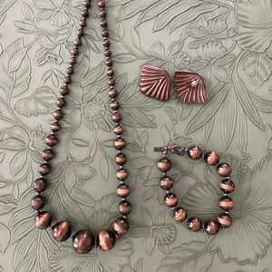 Vintage brand Alabaster Elegant Copper-Toned Jewelry Set